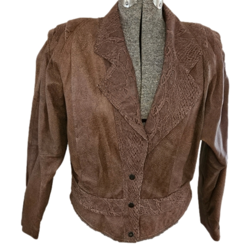 Vintage g4000 Brown Genuine Leather Bomber Short Coat-Size Large